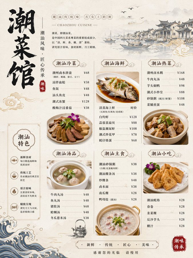 潮州风味餐饮菜单设计