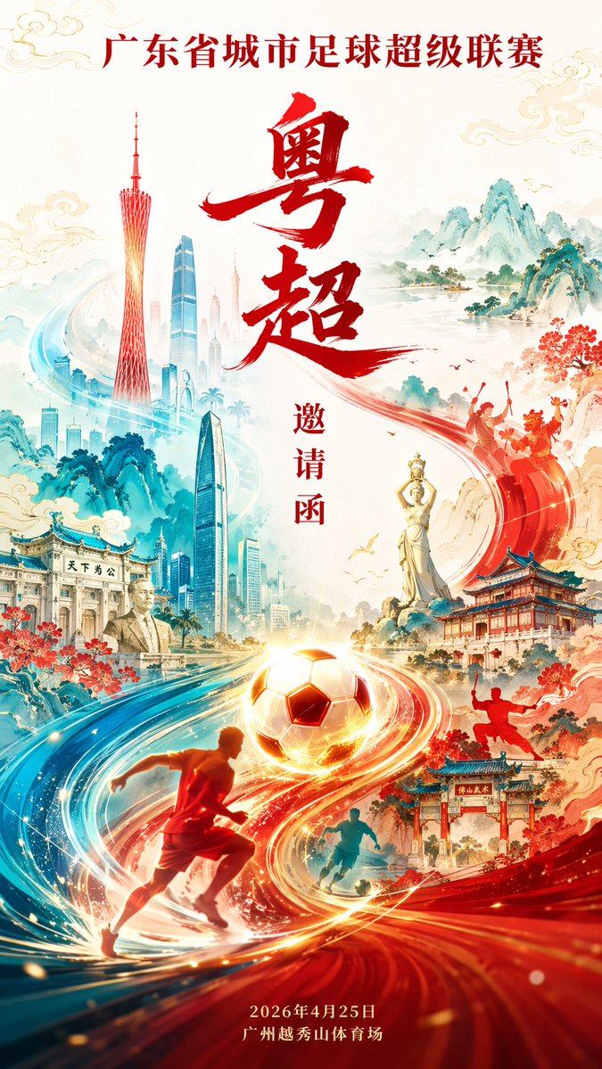 广东城市足球赛事邀请海报