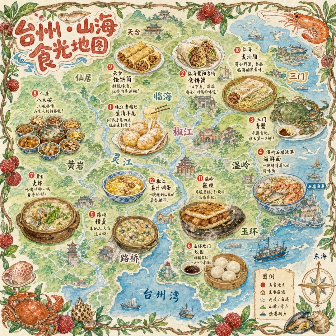台州山海风味美食地图